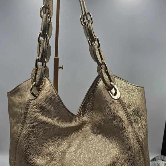 Michael Kors Gold Textured Shoulder Bag - Picture 4 of 15